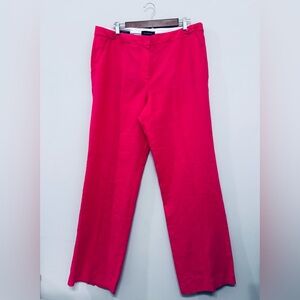 Talbots Wide Leg Windsor Pants 100% Linen Full Length Hot Pink Size 14 LIKE NEW